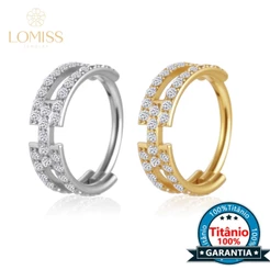 Piercing Conch Helix Titânio Segmento Articulado Zircônia Cravejada 2 Fileiras Argola Nariz Orelha Daith