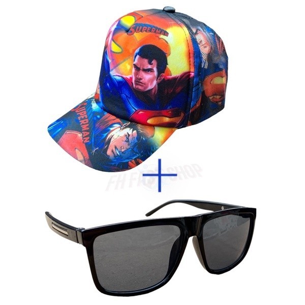 Kit Boné Infantil Superman E Óculos De Sol Verão Meninos Barato
