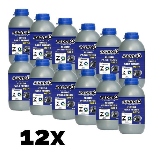 Atacado C/ 12 Fluido Oleo De Freio E Embreagem Dot 4 200ml - Radnaq