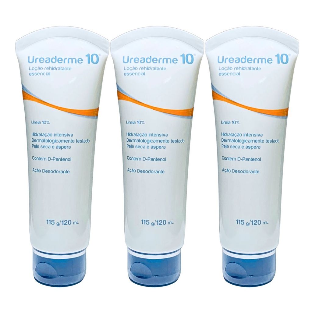 Kit 3 Hidratante Ureaderm Ureia 10% 120ml Pele Seca e  Ressecada
