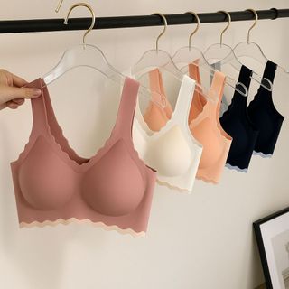 Kit 3 Top Sutiã Feminino Sem Costura Bordas De Ondas Alça Grossa