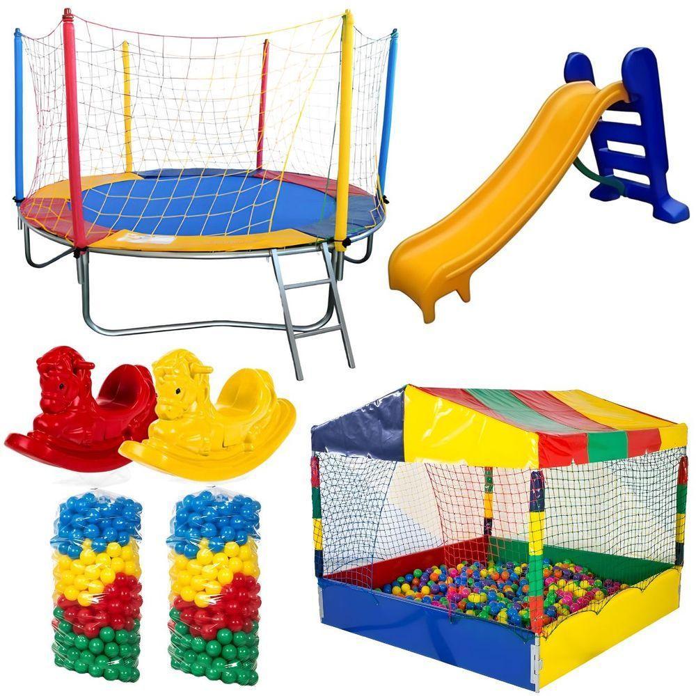 Kit Pula Pula 2,44m + Piscina De Bolinhas 1,50m + 1000 Bolinhas + Escorregador Médio + 2 Gangorras em Oferta na Shopee
