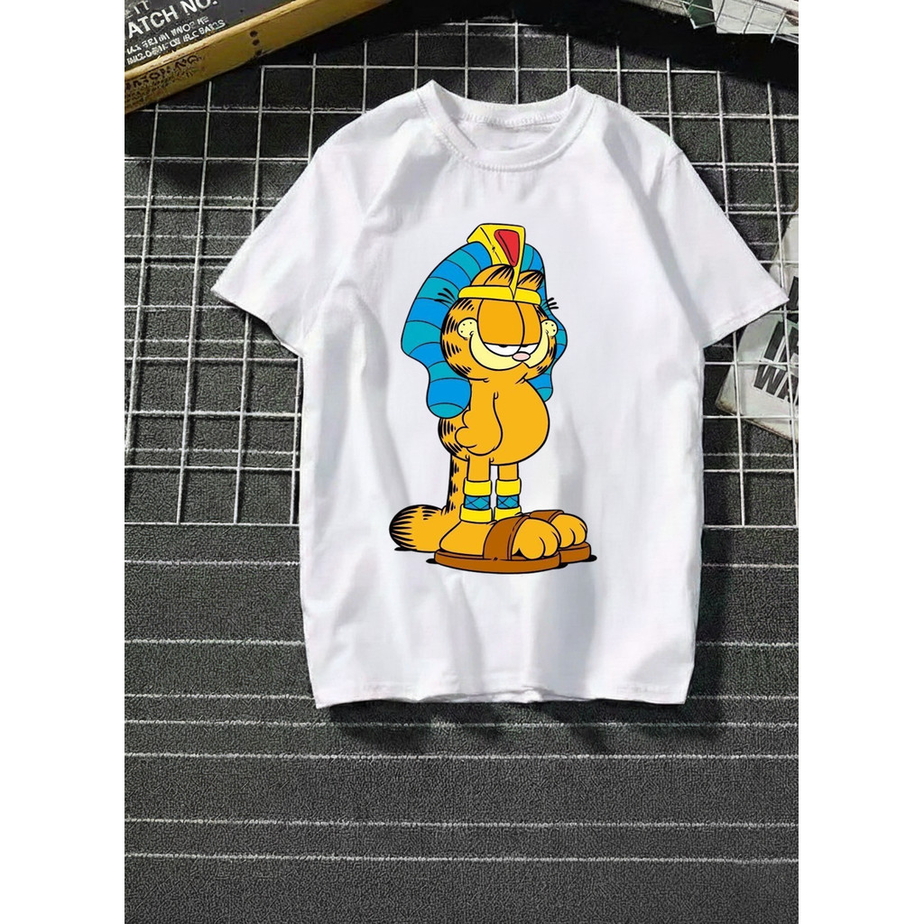 BR.Moonlight Camiseta Garfield Faraó Egípcio Estampa Egito Antigo Divertida Confortável Estilosa Moda Casual