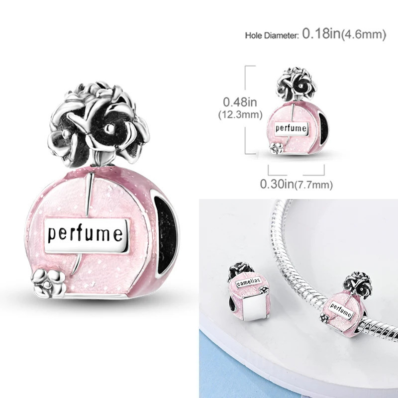 Venda Quente Encantos Contas 925 Prata Esterlina Rosa Perfume Garrafa Carta Luminosa Firefly Tarô Cartão Caber DIY Pulse