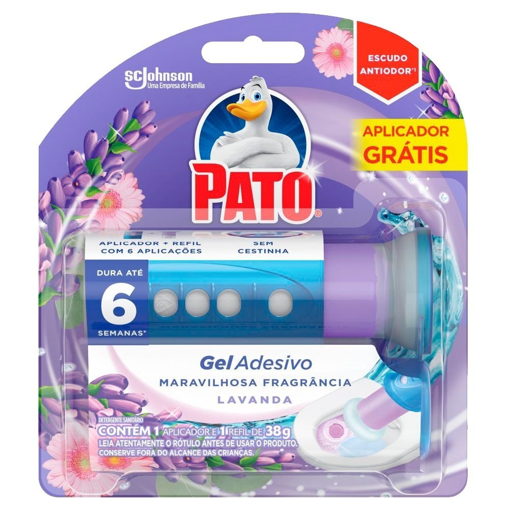Gel Adesivo Pato desodorizador Sanitário Lavanda com 6 Discos + Aparelho aplicador