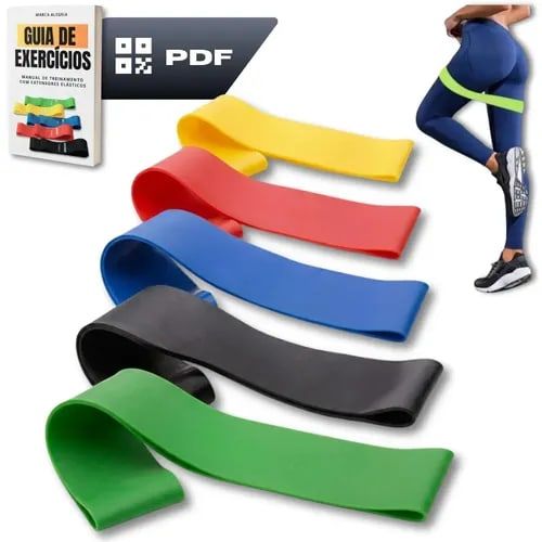 Kit 5 Faixa Elástica Super Mini Band Extensor Elástico Para Treino Resistência Funcional Academia Ginástica Yoga Esporte