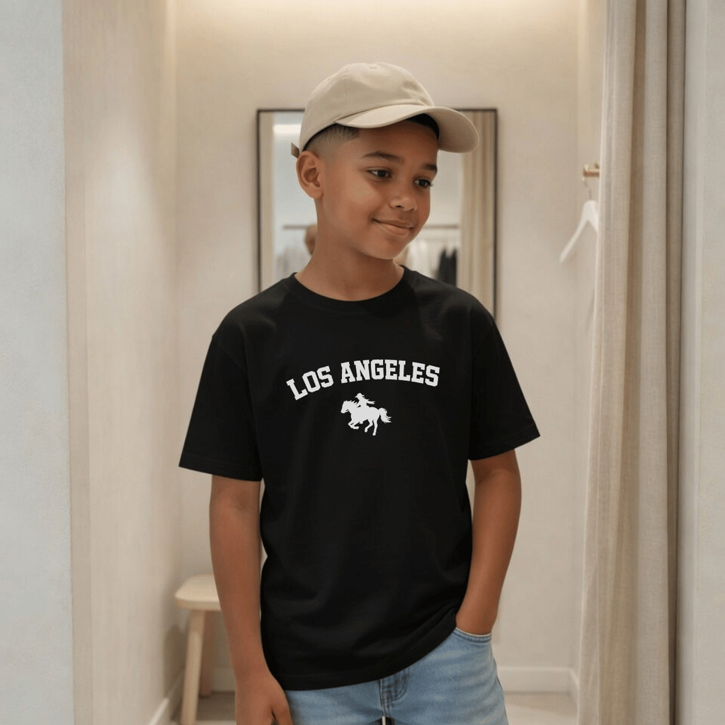 Camiseta Infantil e Juvenil Estampada Los Angeles 100% Algodão Premium Criança Personalizada Blusa Camisa Unissex
