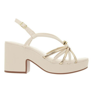Sandália Feminina Moleca Original 5549.110 Flatform Plataforma Off White Tiras Metalizadas Conforto