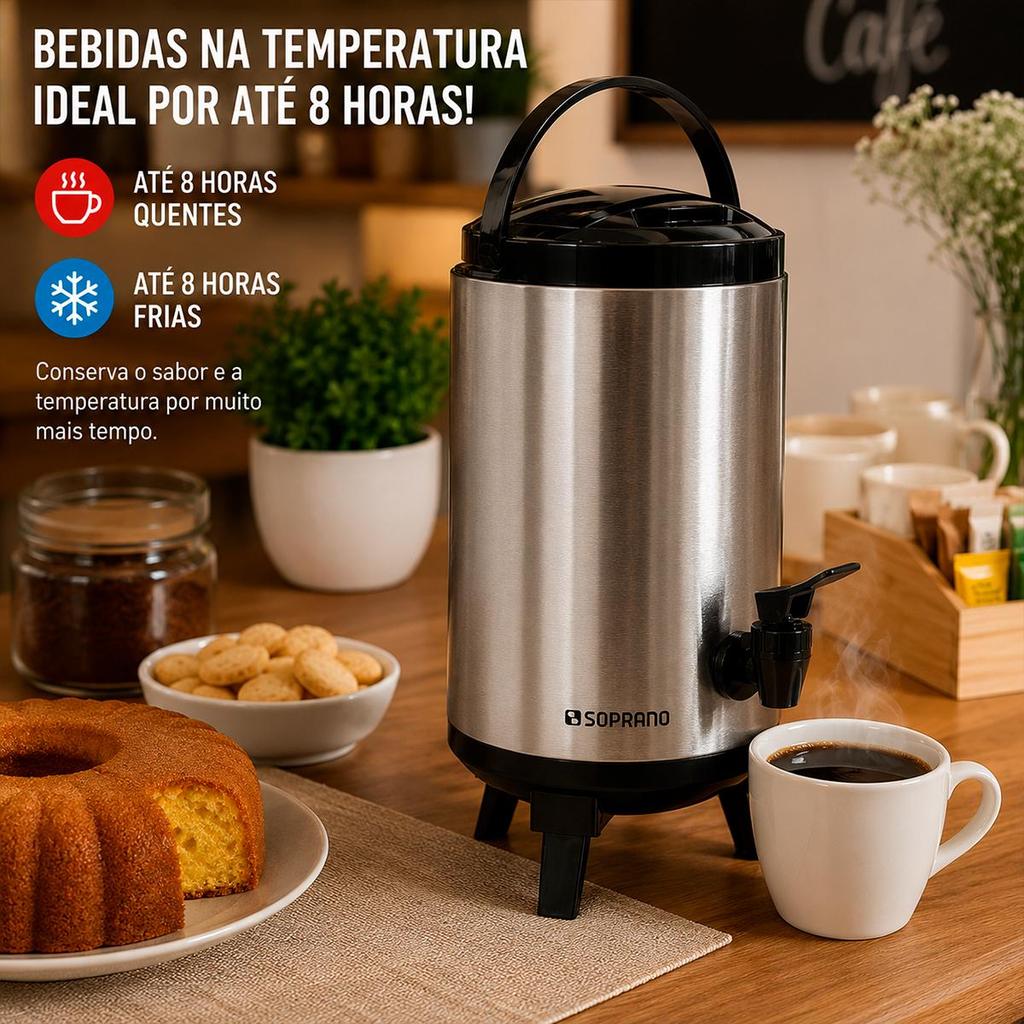 Garrafão Térmico Botijão de Inox Palace com Torneira - Soprano