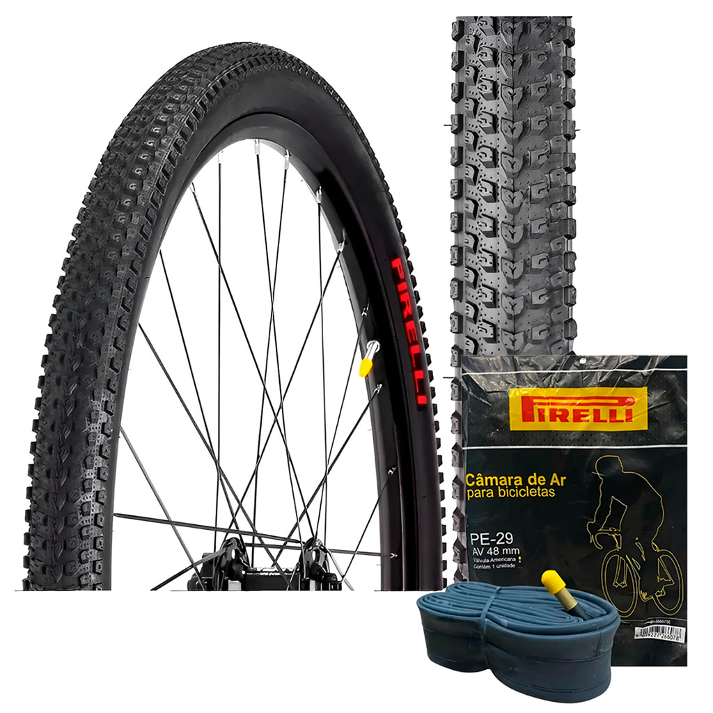 Kit Pneu Pirelli 29x2.20 Scorpion Pro Aro 29 + Câmara de Ar Pirelli PE-29 Bicicleta Bike MTB