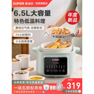 Supor pote de guisado elétrico à prova de água, panela de sopa doméstica, caçarola de guisado a vapor elétrica, cerâmica