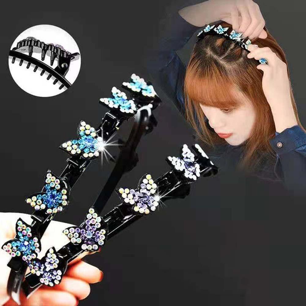 Faixas De Cabelo  Com Clipes , Argola Elegante E Doce Feminina Borboleta , Faixa De Cabeça Franja De Strass