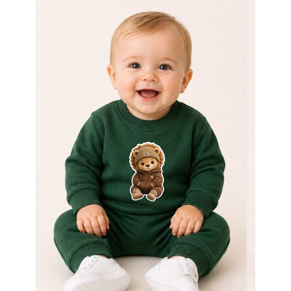 Roupa de Inverno Bebê Conjunto Moletom Infantil Leão Fofo Felpado Menino Menina Mali Arte