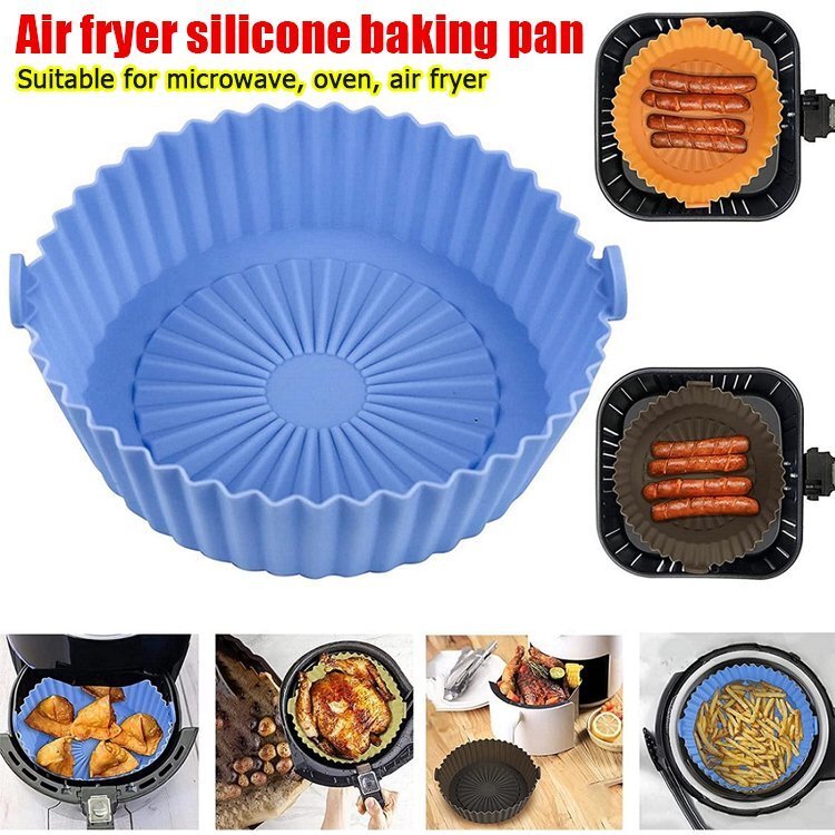 [Antiaderente] Silicone Air Fryer Baking Pan Assadeira/Fritadeira/Acessório Reutilizável/Resistente ao Calor