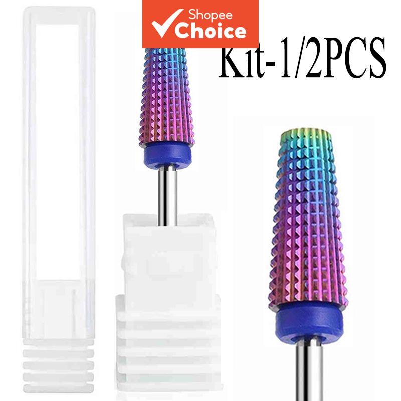 Kit 1/2 peças brocas profissionais para unhas em aço tungstênio, fresa de dentes cruzados para manicure elétrica,