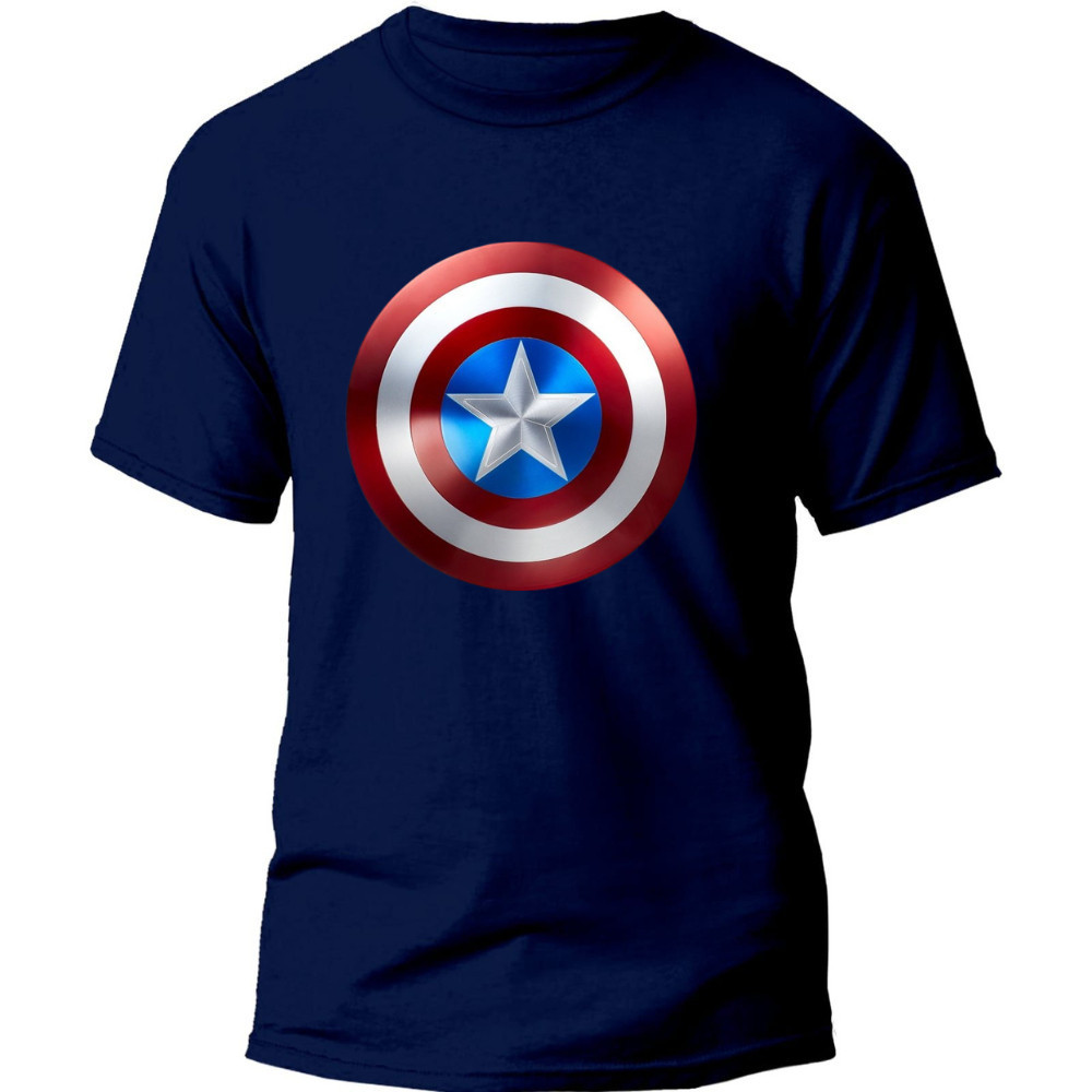 Camiseta Capitão América Escudo Unissex 100% Algodão Macia e Confortável Super Herói CMS