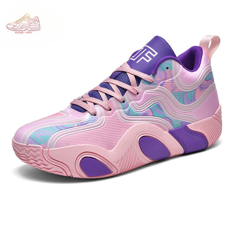 Tênis de Basquete Rosa Masculino e Feminino Antiderrapante com Absorção de Impacto 4LOS ONMW