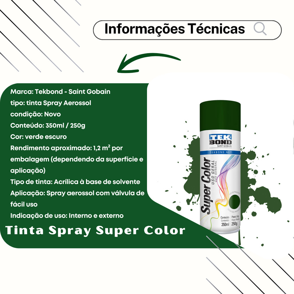 Spray Tek Bond Verde Escuro Brilhante 350ml — imagem 2 de 2