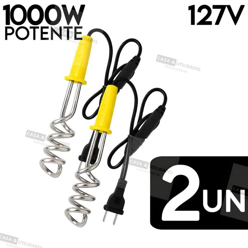 Kit 2 Aquecedor Ebulidor De Água Elétrico Portátil Rabo Quente 1000 Watts Mergulhão Super Potente