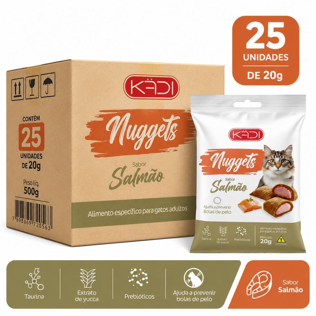Snack Kadi Nuggets Gato Ad Salmão - Caixa 25 Unidades de 20g