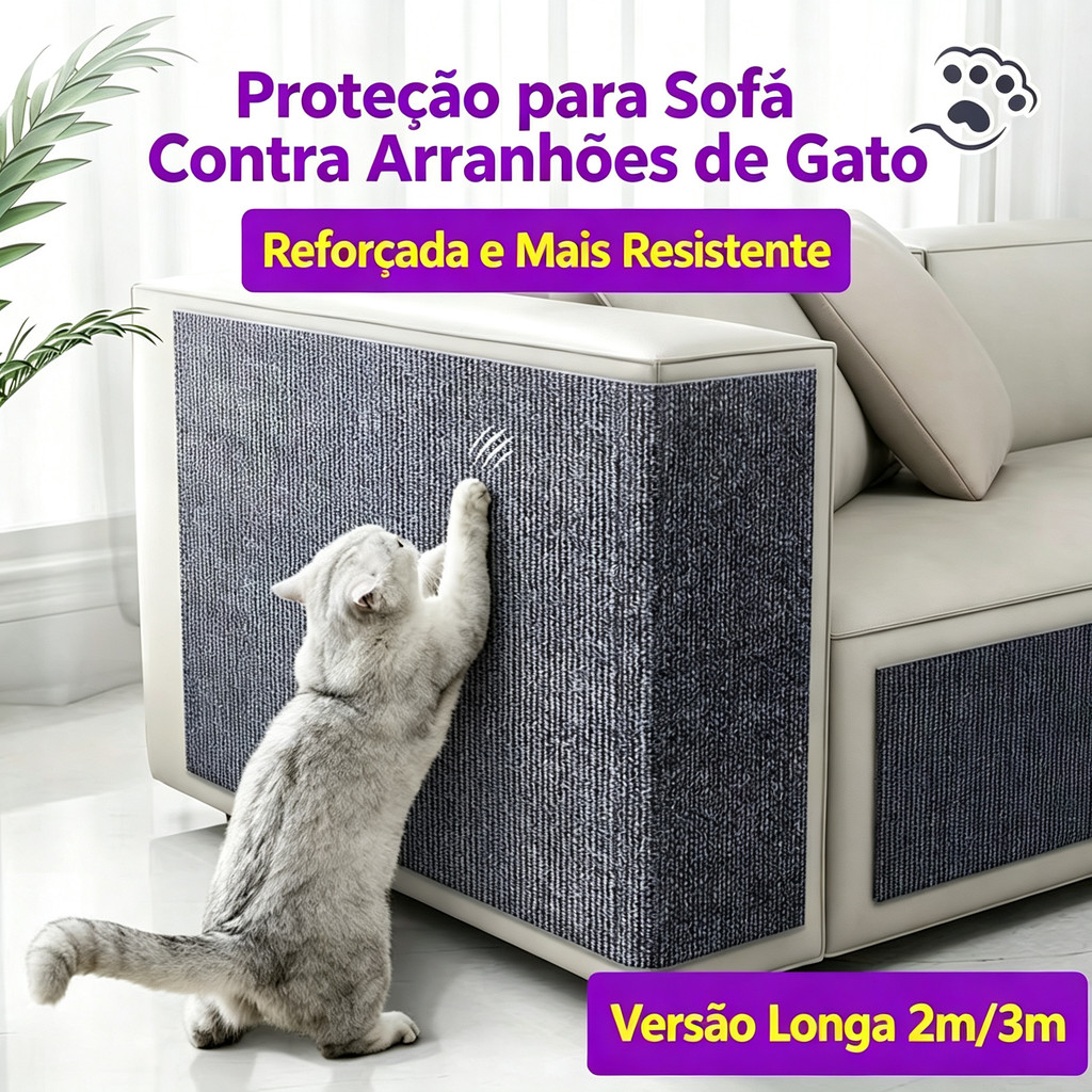 Protetor de Sofá Anti-Arranho Arranhador Adesivo para Gato Carpete Resistente Sem Desfiado Corte Livre Multiuso Móveis