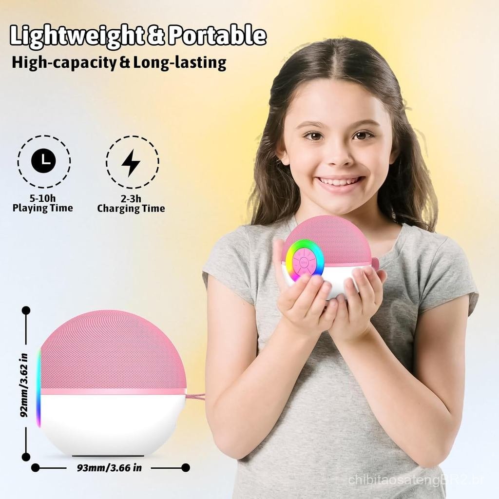 Microfone de Karaokê Heroange para Crianças e Adultos, Mini Caixa de Som Bluetooth Portátil com 2 Microfones Sem Fio, Pr