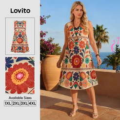 National Lovito Férias Vestido Feminino Para Carnaval Novo Visual Vestido Com Zíper Para Primavera/verão LBL32027