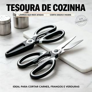 Tesoura Multiuso Aço Inox para Cozinha, Corta Ossos e Carnes, Prática e Durável, Envio Imediato