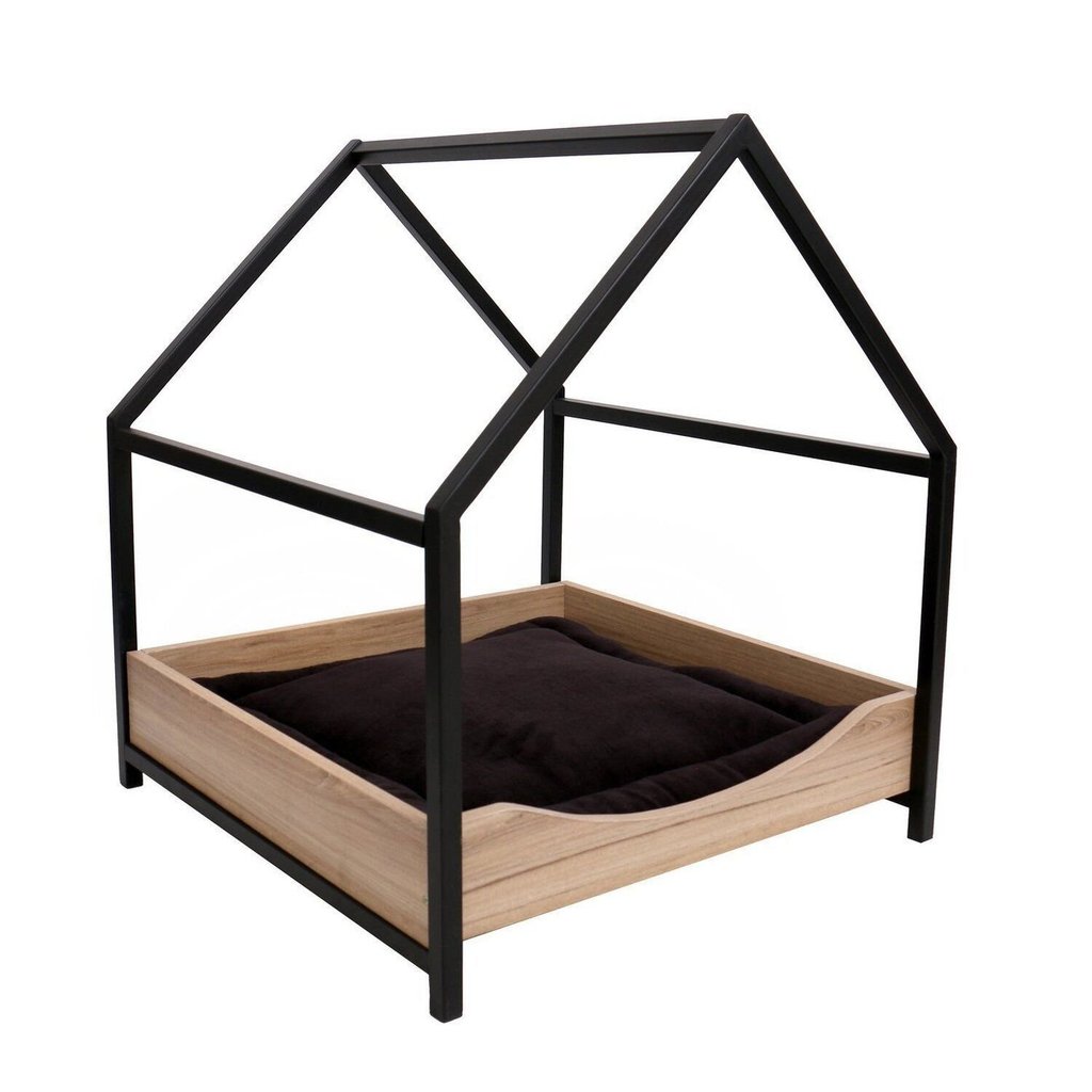 Casa Pet Cat/Dog Porte Médio-Grande Preto/Amadeirado