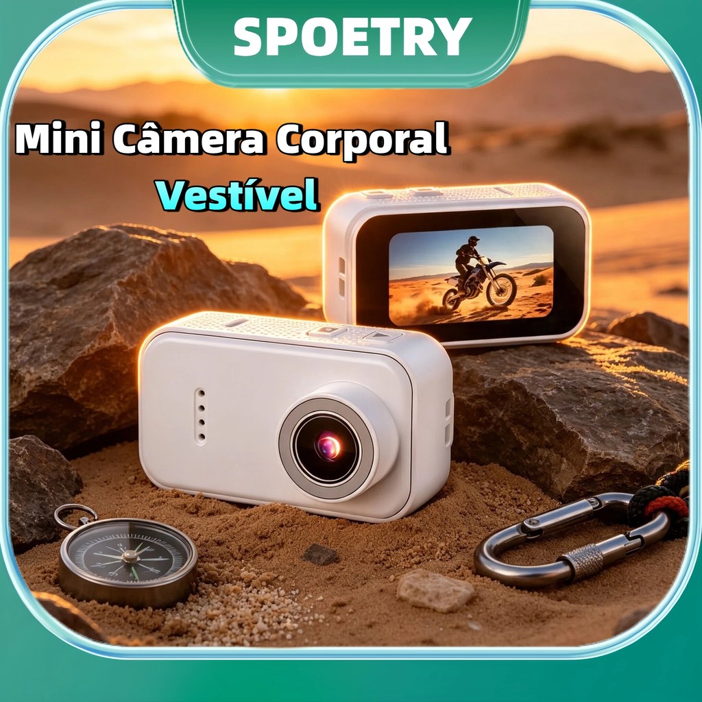 Mini Câmera Corporal Vestível SPOETRY F2 64G 2K Policial 2H Para Gravação 130° Câmera de Ângulo Amplo