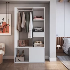 Guarda-Roupa Closet com 1 Gaveta 1 Cabideiro 2 Prateleiras e 1 Porta CL100 Branco Branco