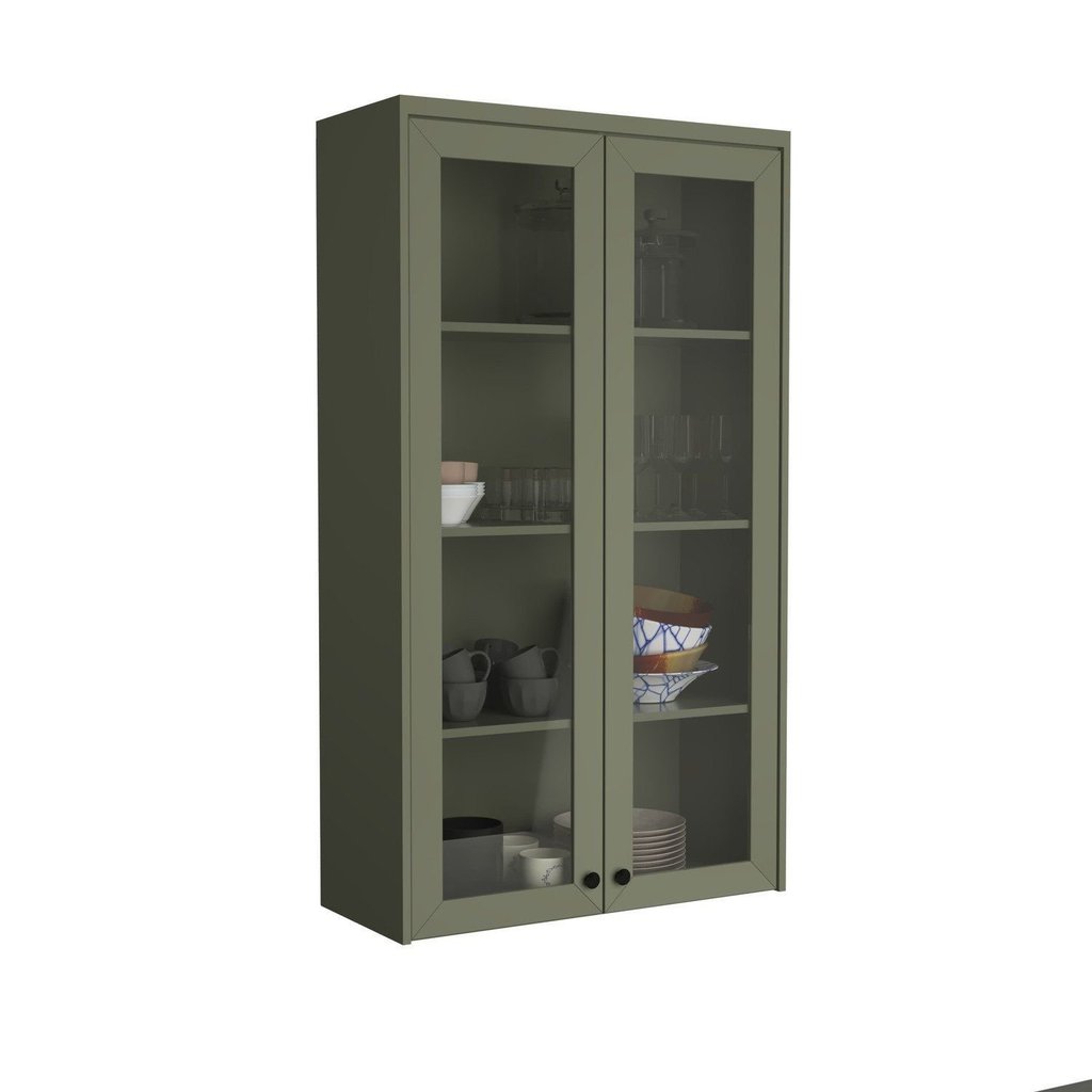 Cristaleira Cozinha 2 Portas Vidro 190CMX80CM Sevilha Verde/Hill Verde