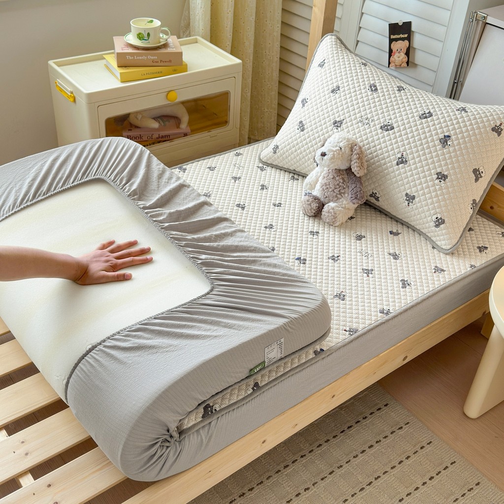 Cama Impermeável Respirável Com Fio De Sopro Macio Bolsa Dormitório Único Pequeno Lençol Acolchoado Engrossado