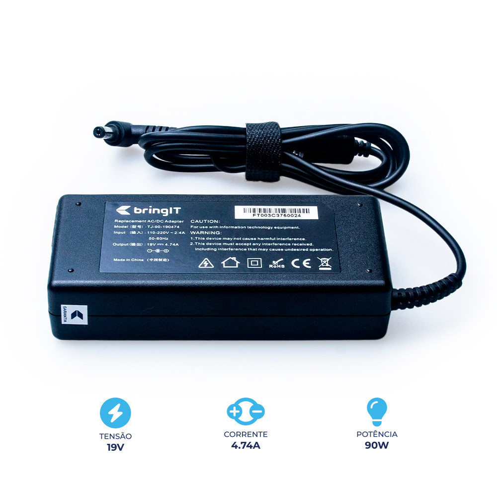 Fonte Carregador para Notebook Acer Aspire N19C1 19V 4.74A 90W