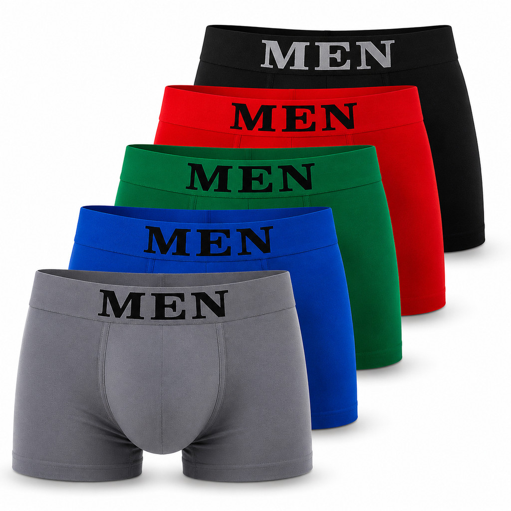 Kit 5 Cuecas Boxer Masculina Microfibra cueca men Lisa Confortável Elástica cueca boxer para adulto