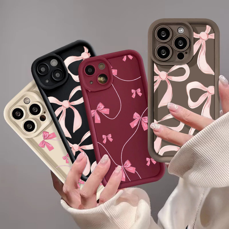 Capa De Celular Com Laço Rosa 3D Para Samsung Galaxy A57 A17 A27 A56 5G A07 A06 A16 A15 A25 A55 A37 A35 A36 A26 Anti-Kno
