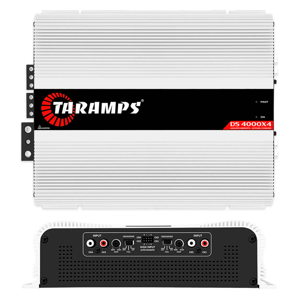 Amplificador Taramps DS 4000X4 1 Ohm 4000W RMS 4 Canais com Bridge e RCA Classe D para Som Automotivo