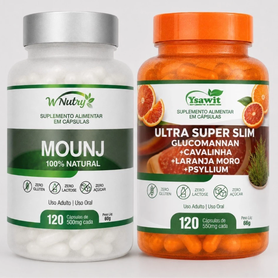 KIT SECA POWER – Laranja Moro + Psyllium + Spirulina + Quitosana + Cavalinha - 240 cápsulas — imagem 1