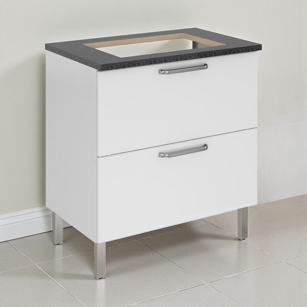 Balcão Cozinha em Aço 1 Porta 1 Gaveta 80cm para Cooktop 5 Bocas Tarsila Itatiaia Branco/Neve