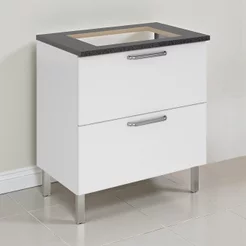 Balcão Cozinha em Aço 1 Porta 1 Gaveta 80cm para Cooktop 5 Bocas Tarsila Itatiaia Branco/Neve