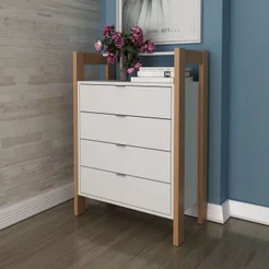 Gaveteiro 4 Gavetas AZ1012 Branco/Amêndoa Amêndoa/Branco