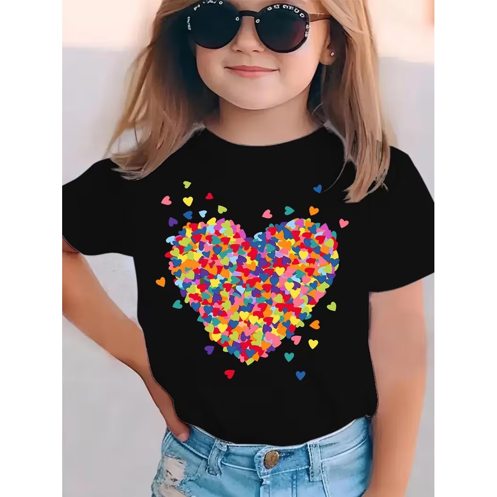 Camiseta Infantil Pequenos Corações - Estampas Exclusivas para Crianças 100% Algodão Unissex Menino E Menina