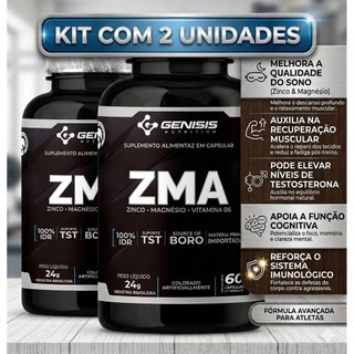 KIT 2 X ZMA + Zinco Magnésio Boro Vitamina B6 60 Cápsulas Suplemento Fitness Imunidade