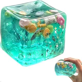 Brinquedos Sensoriais em Forma de Cubo de Gelo - Brinquedos Sensoriais para Adultos com Conchas Marinhas Reais, Brinqued
