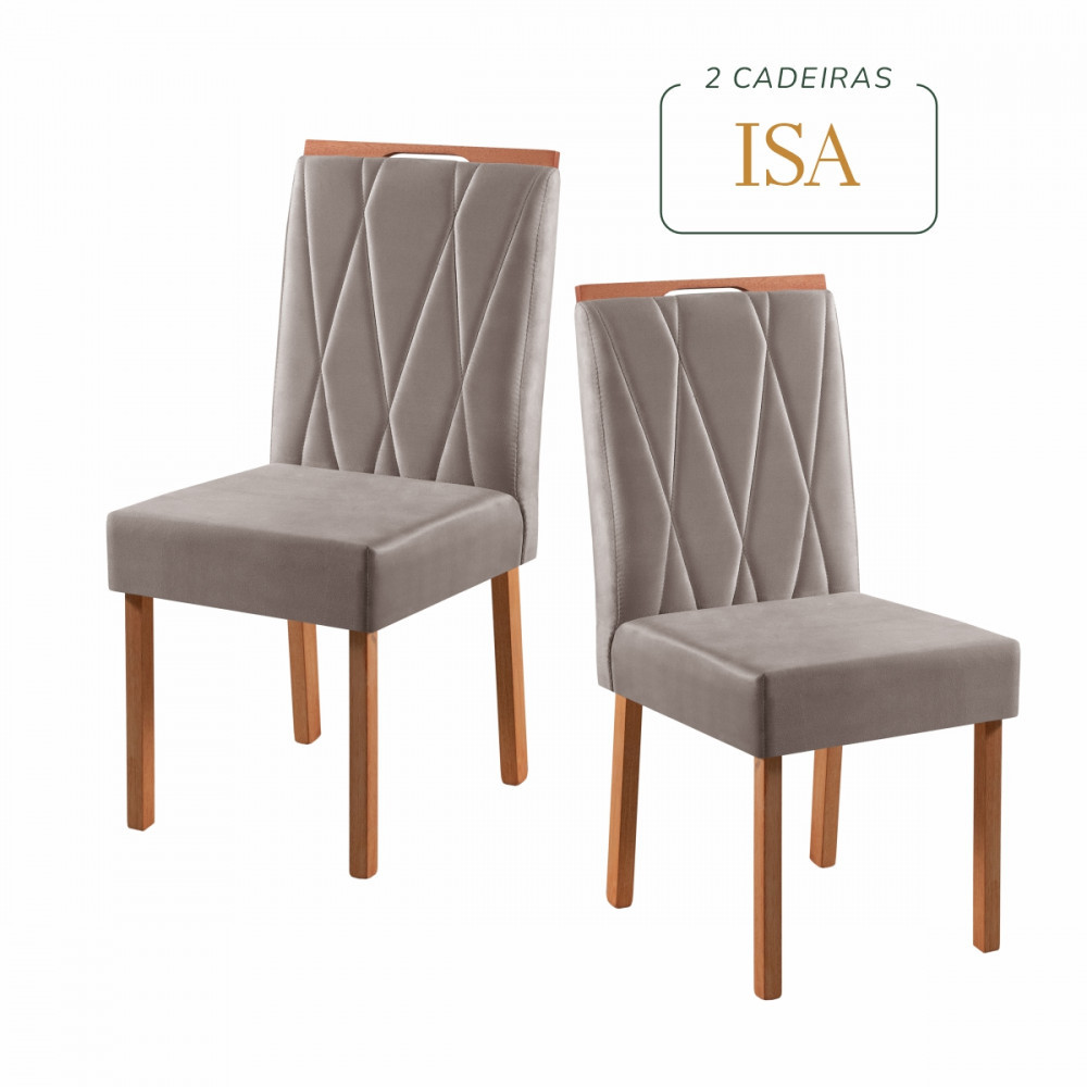 Cadeiras Isa 2 Unidades Cinamomo Tecido Veludo Capuccino Minas Decor