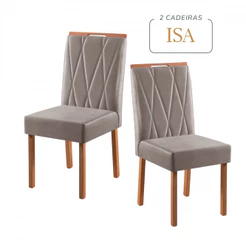 Cadeiras Isa 2 Unidades Cinamomo Tecido Veludo Capuccino Minas Decor
