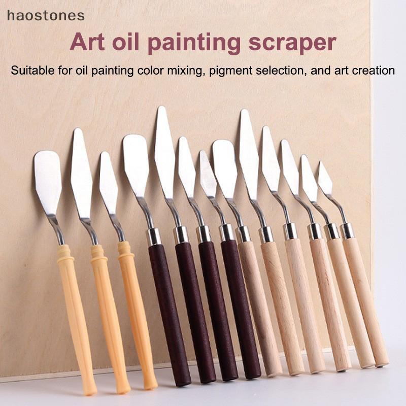 7 Pçs/Set Facas De Pintura A Óleo De Aço Inoxidável Artista Artesanato Espátula Paleta Raspador De Mistura Ferramentas D