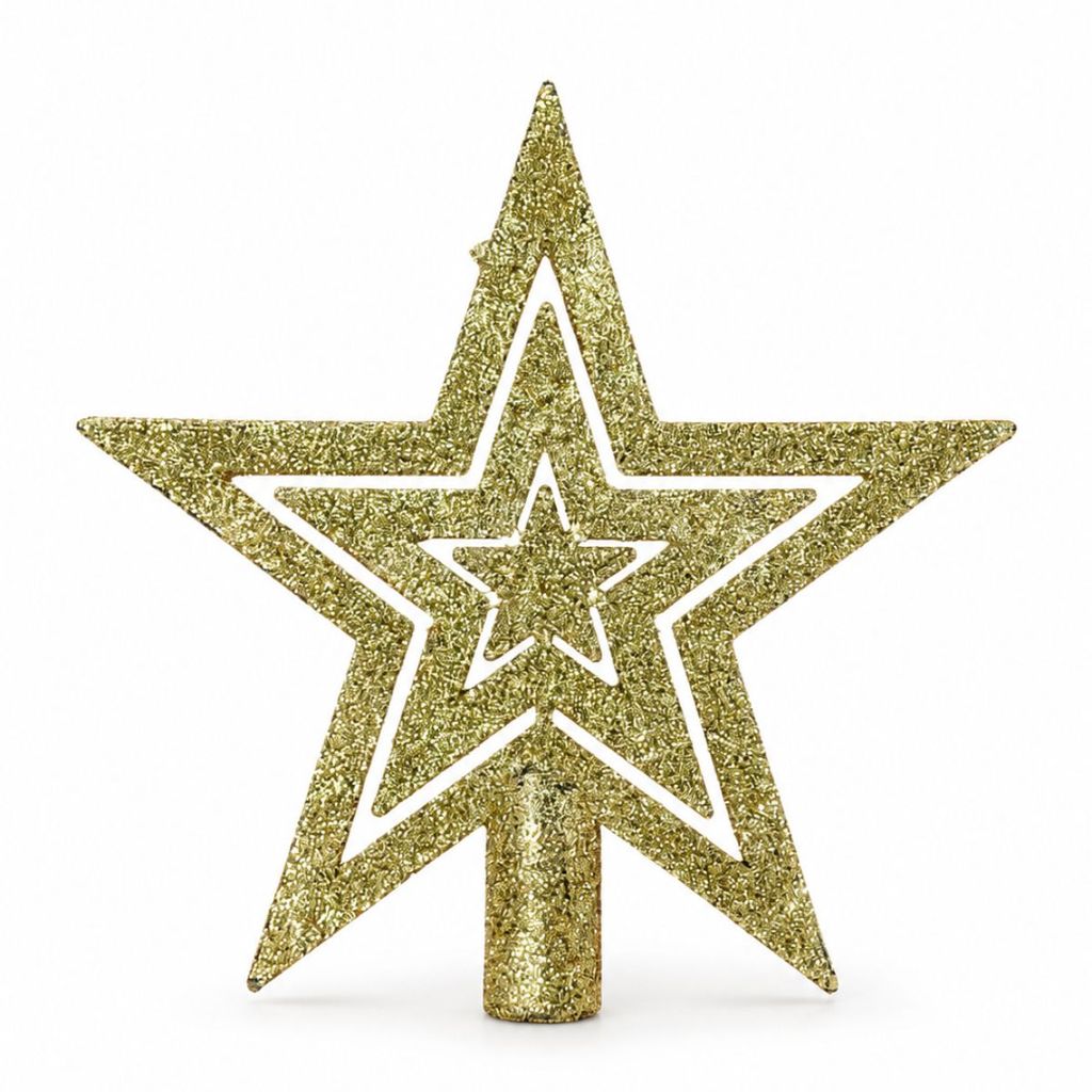 Estrela Ponteira com Glitter - Enfeite Natalino - Árvore de Natal