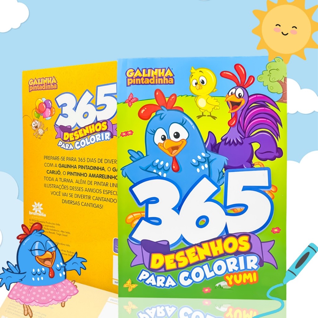 Livro Infantil 365 Desenhos Galinha Pintadinha Caderno De Desenhos Colorir Pintura Oficial