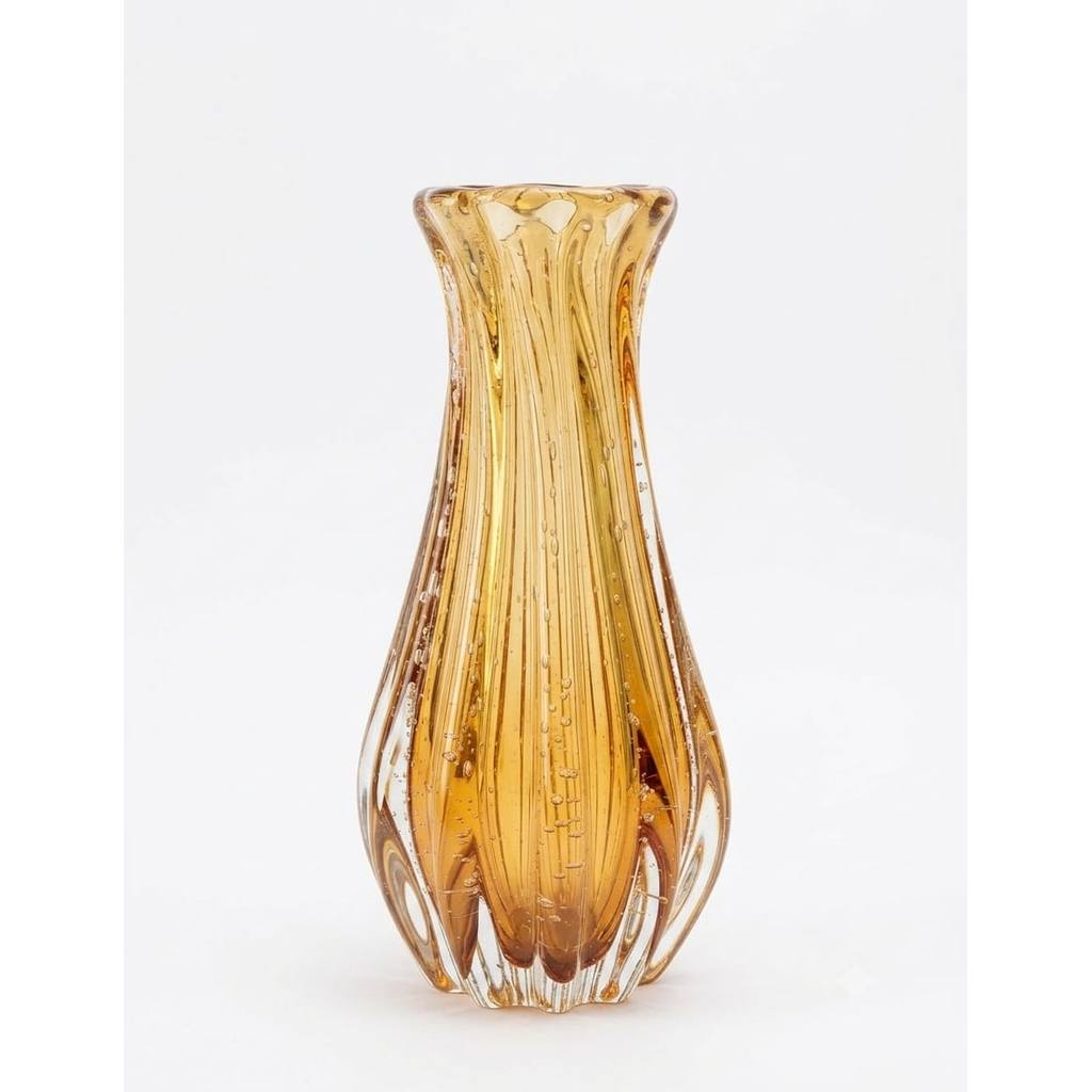 Vaso de Vidro Âmbar Tulipa Tamanho 10x22cm Murano âmbar, Vaso de vidro tulipa âmbar, vaso para flor, home decor, decorar